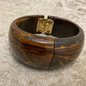 Vintage Brown Marbled Bakelite Clamper Bracelet